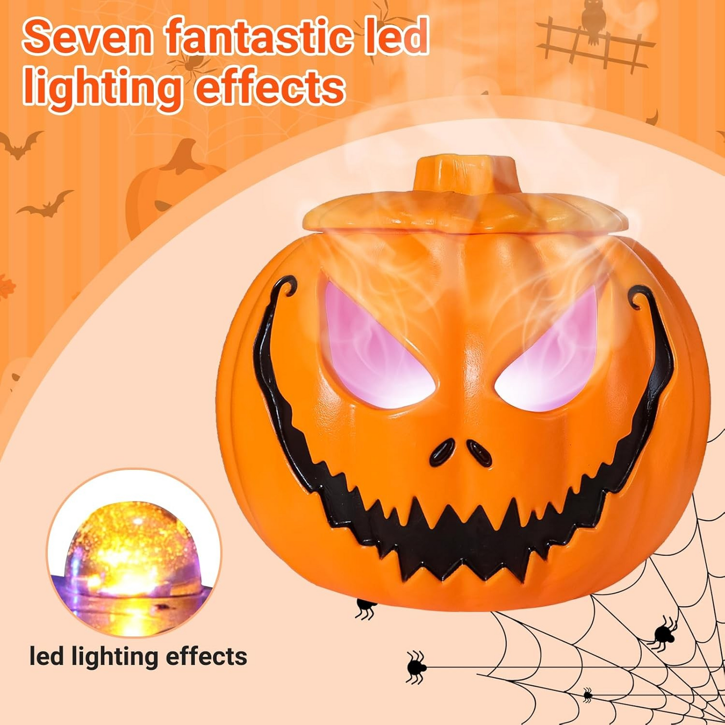 Halloween Pumpkin Humidifier with 7 Fantastic Colors LED Lights